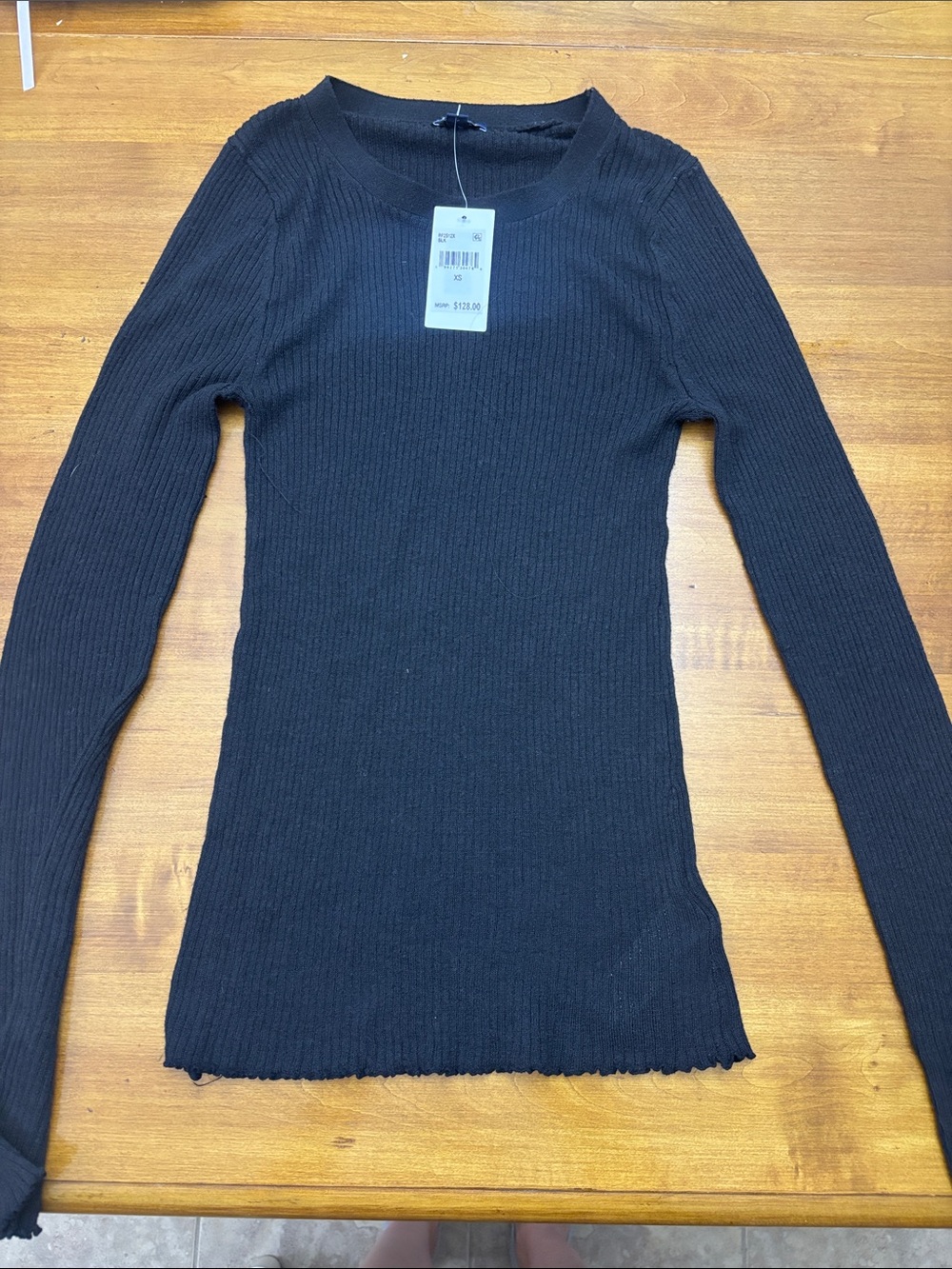 Splendid Black Ribbed Long Sleeve Tee